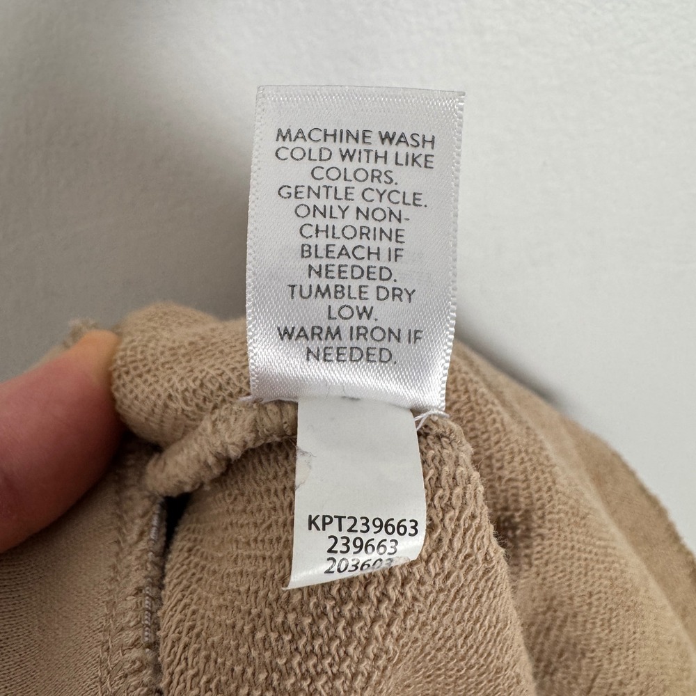 Pure Jill Size M Tall Tan Wide Leg Crop Pants Elastic Waist Organic Cotton Camel - Picture 13 of 13